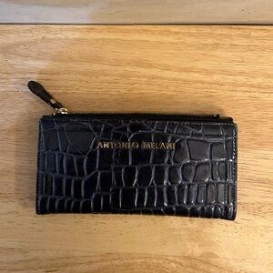 Antonio Melani Black Croc Embossed Clutch